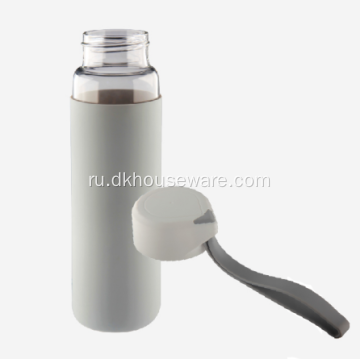 Портативная стеклянная бутылка для воды с кружкой для путешествий с рукавом